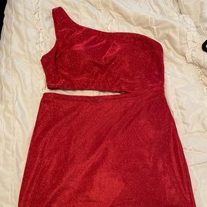 City Vibe one shoulder iridescent mini dress
